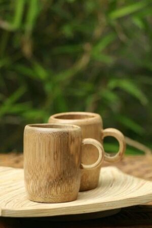 WATIKA CRAFT Sustainable and eco-Friendly: Our Bamboo Coffee Cup is Crafted from Sustainable Bamboo, offering an eco-Friendly Alternative to Single-use Plastic Cups. set of 2 - Image 4