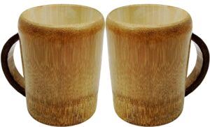 WATIKA CRAFT Sustainable and eco-Friendly: Our Bamboo Coffee Cup is Crafted from Sustainable Bamboo, offering an eco-Friendly Alternative to Single-use Plastic Cups. set of 2 - Image 3