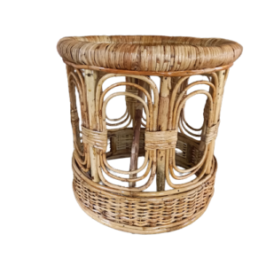 Watik Craft Nature Handmade Natural Cane Stool, Varnish Brown Color for Home & Office (Rattan Chair) - Image 3