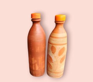 Watika Craft terecotta water bottle For Water terecotta bottle multi design water bottle