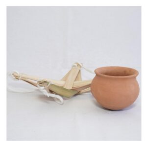 Watika Craft Bamboo Hanging Planter for Balcony/Garden, Comes with a Terracotta Matki - Image 3