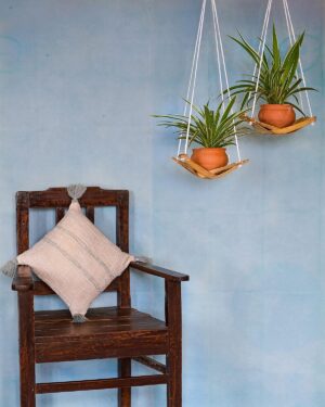 Watika Craft Bamboo Hanging Planter for Balcony/Garden, Comes with a Terracotta Matki - Image 2